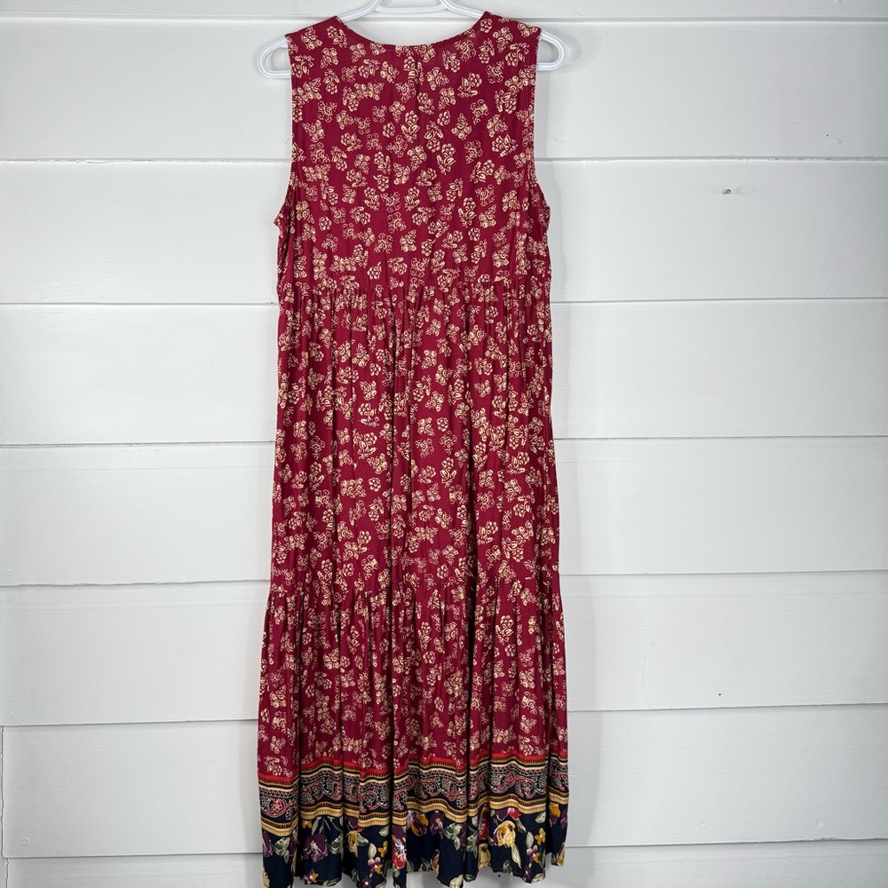 NWT BeachLunchLounge Red Floral Sleeveless Midi Dress Boho EcoVero Size Small - Picture 9 of 12